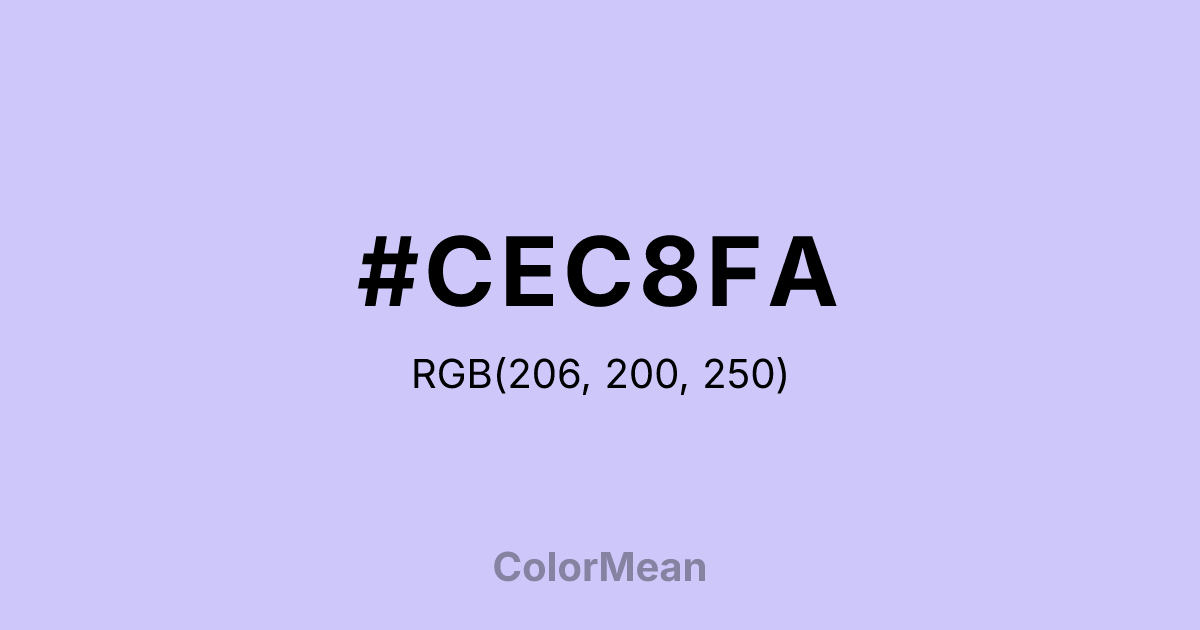Color swatch image showing #CEC8FA with RGB(206,200,250) values