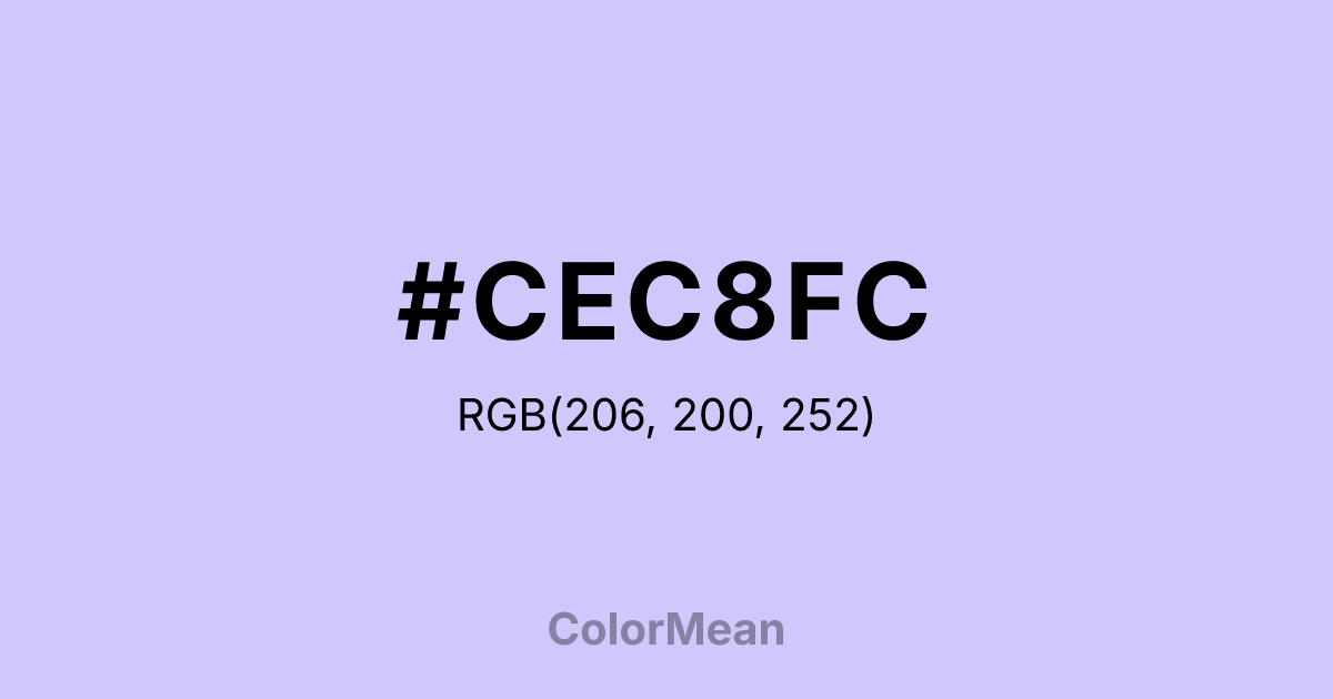 Color swatch image showing #CEC8FC with RGB(206,200,252) values