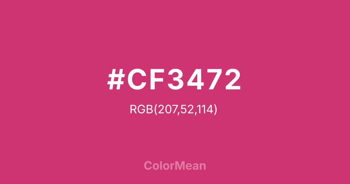 Color swatch image showing #CF3472 with RGB(207,52,114) values