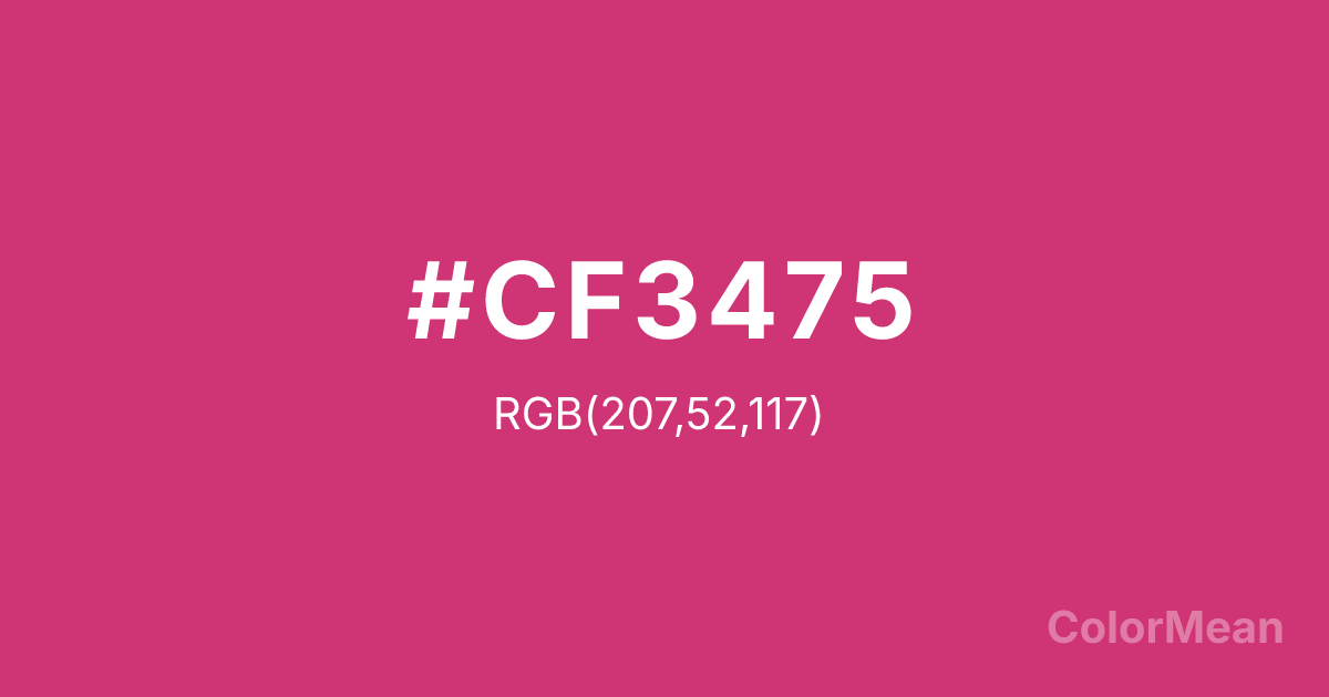 Color swatch image showing #CF3475 with RGB(207,52,117) values