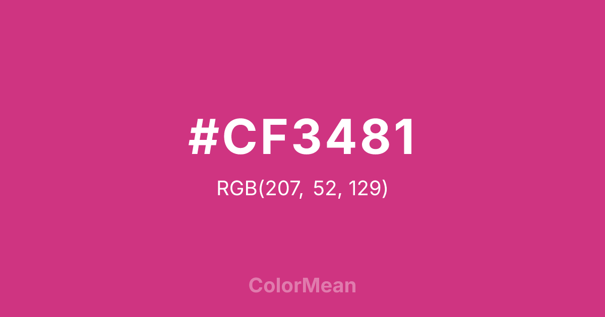 Color swatch image showing #CF3481 with RGB(207,52,129) values