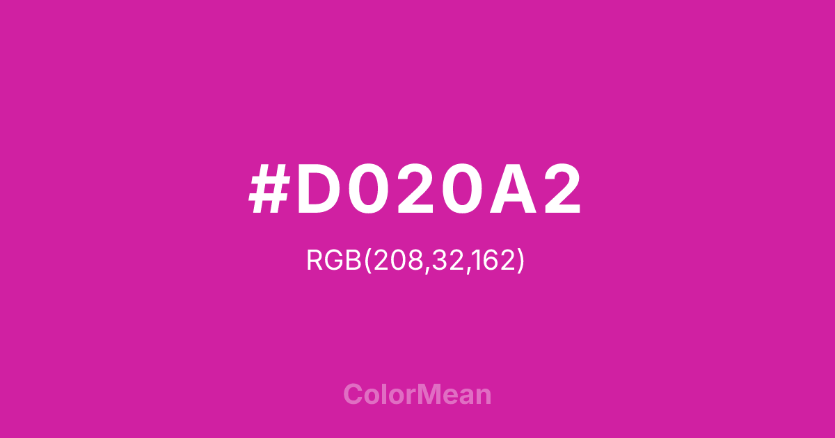 Color swatch image showing #D020A2 with RGB(208,32,162) values