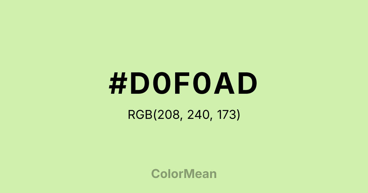 Color swatch image showing #D0F0AD with RGB(208,240,173) values