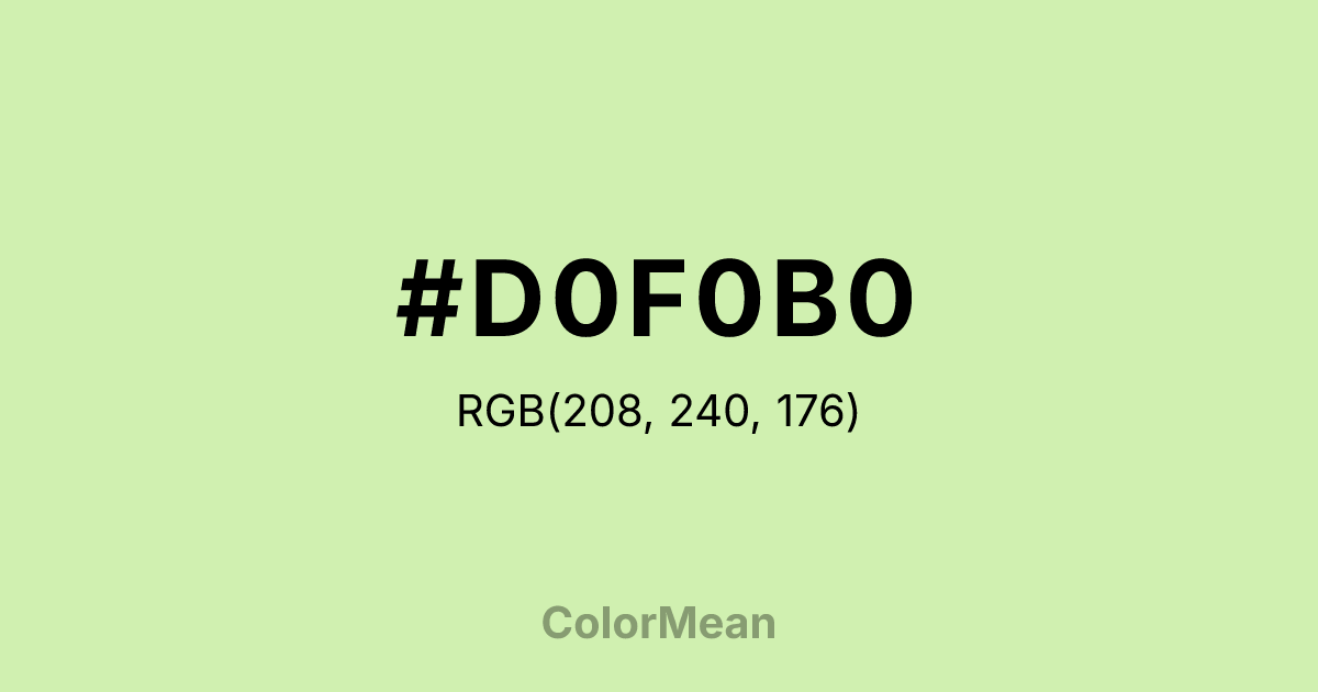Color swatch image showing #D0F0B0 with RGB(208,240,176) values