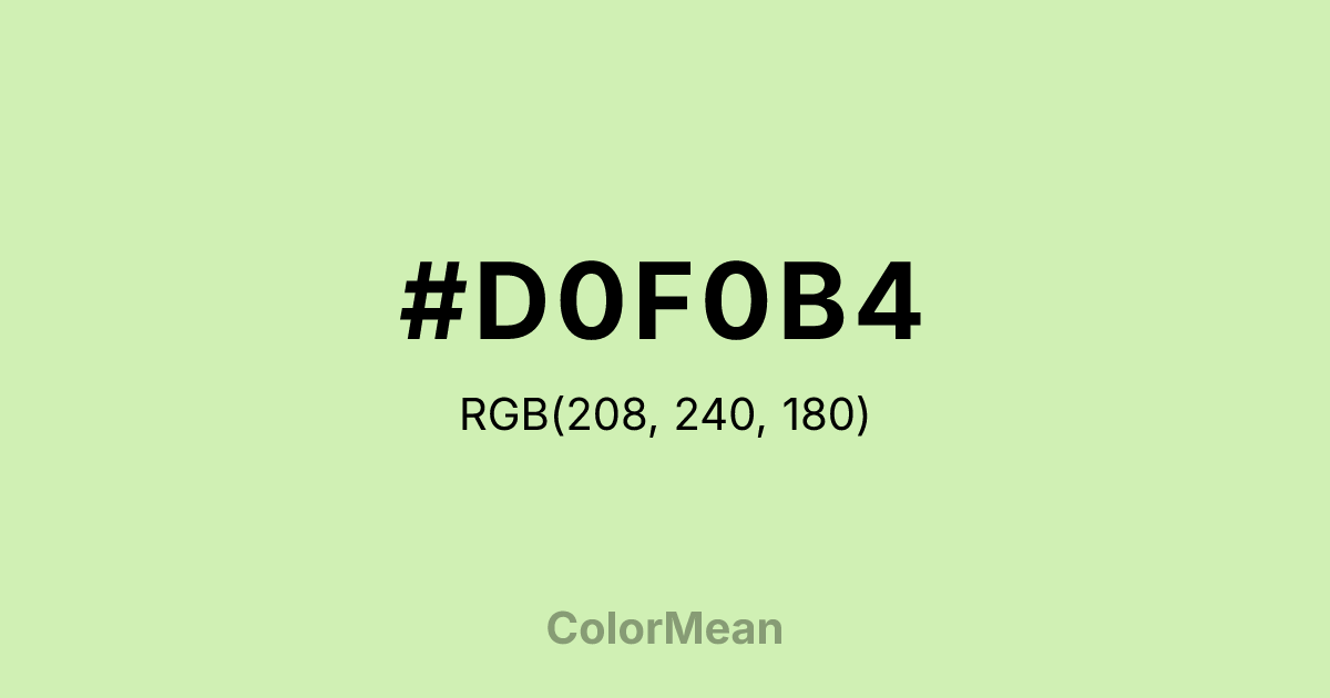 Color swatch image showing #D0F0B4 with RGB(208,240,180) values