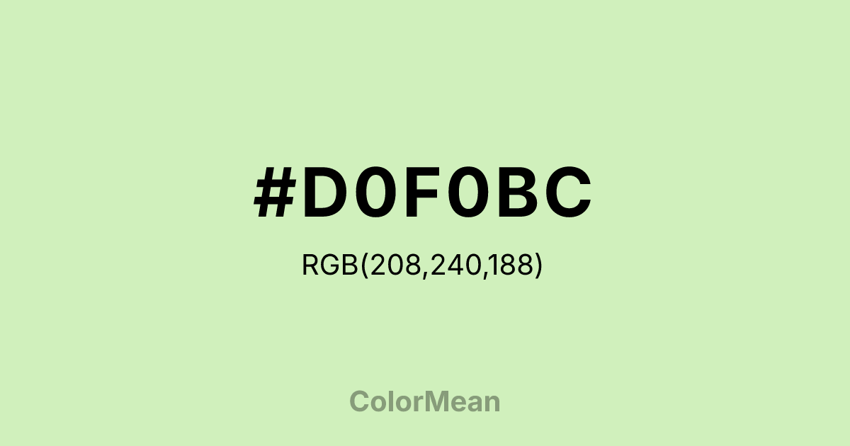 Color swatch image showing #D0F0BC with RGB(208,240,188) values