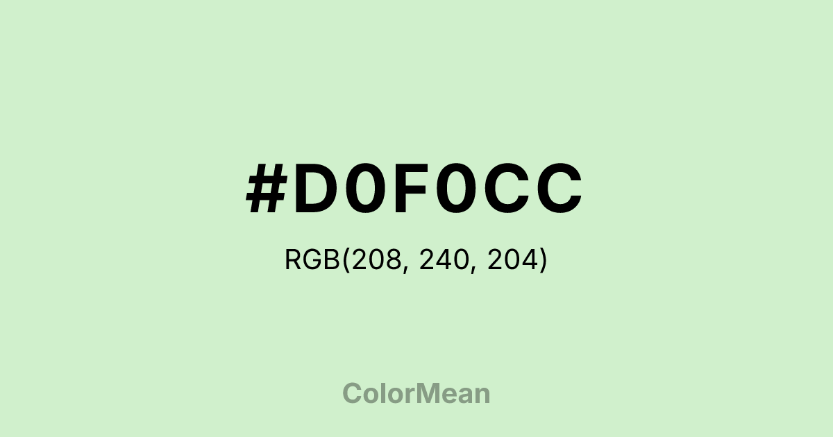 Color swatch image showing #D0F0CC with RGB(208,240,204) values