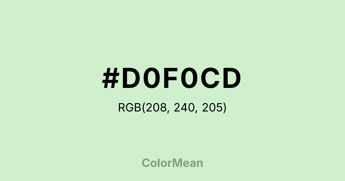 Color swatch image showing #D0F0CD with RGB(208,240,205) values