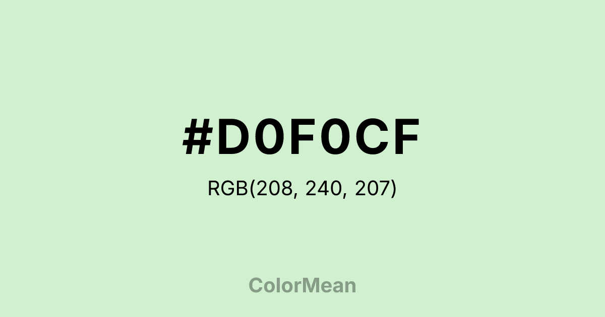 Color swatch image showing #D0F0CF with RGB(208,240,207) values