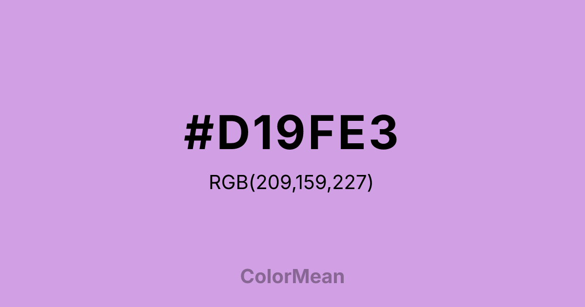 Color swatch image showing #D19FE3 with RGB(209,159,227) values