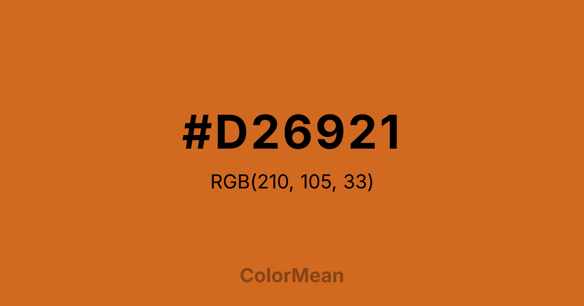 Color swatch image showing #D26921 with RGB(210,105,33) values