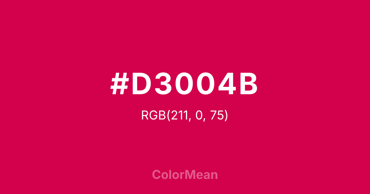 Color swatch image showing #D3004B with RGB(211,0,75) values
