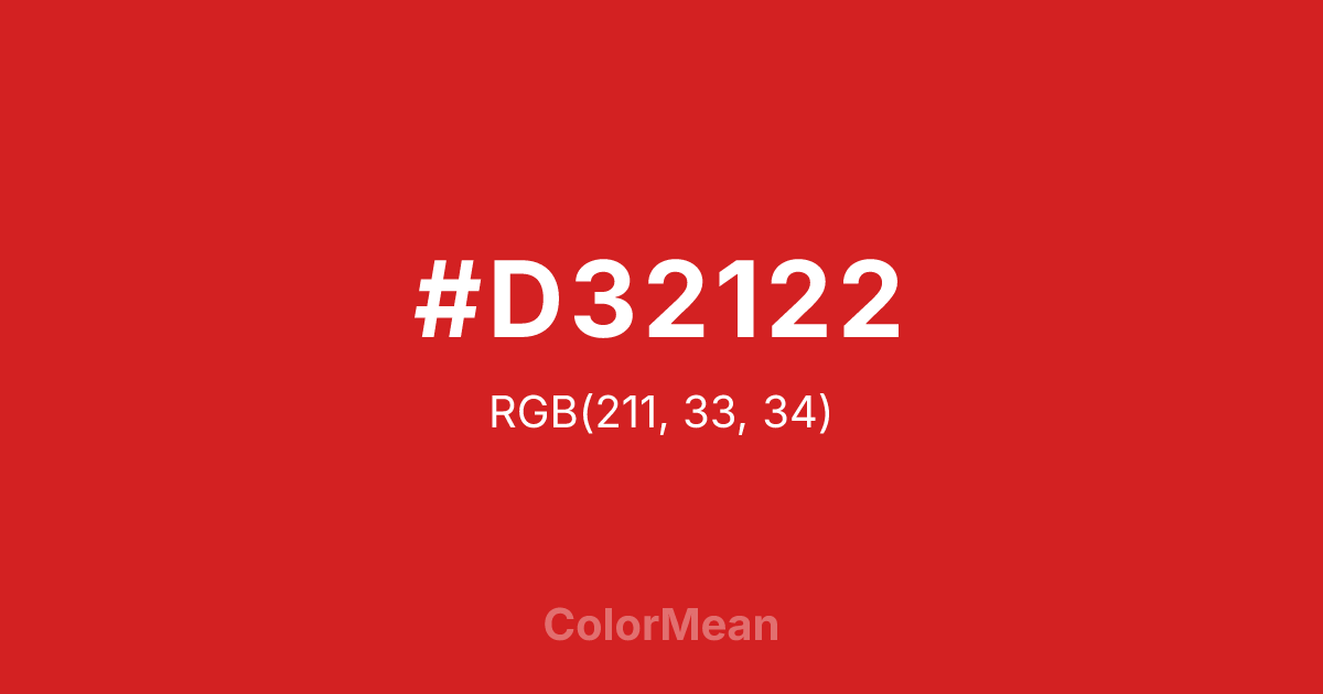 Color swatch image showing #D32122 with RGB(211,33,34) values