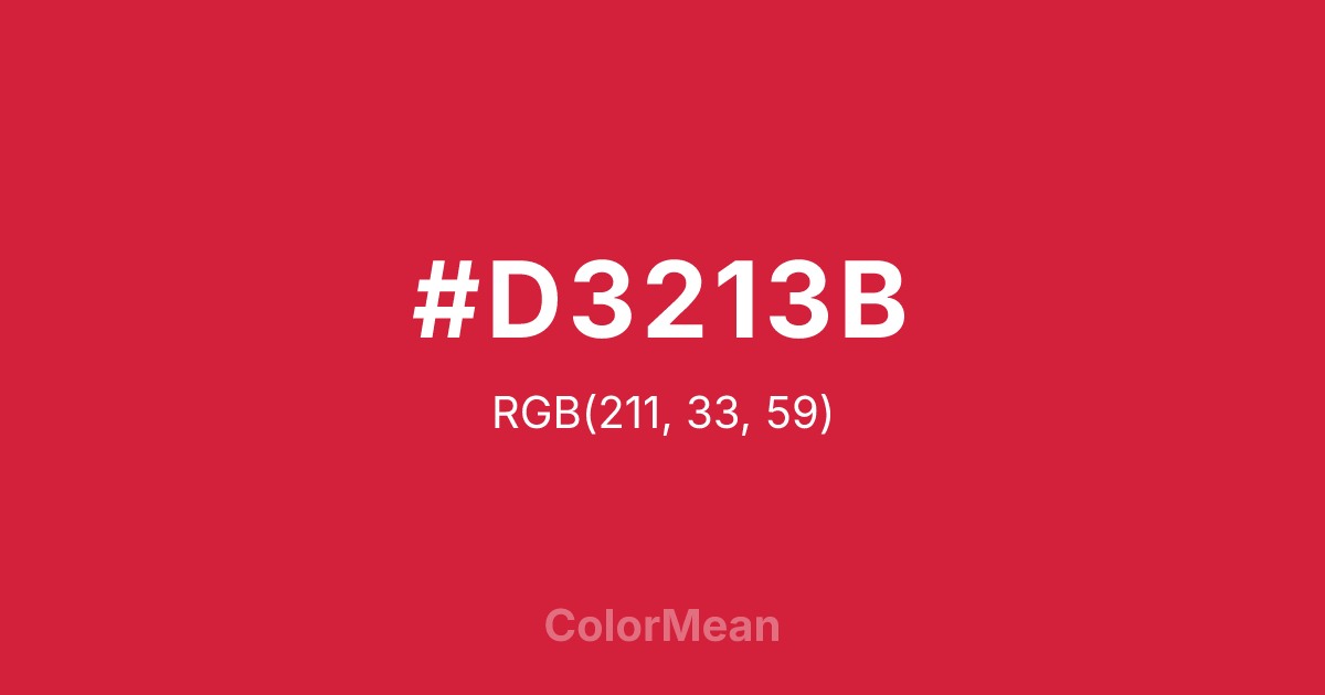 Color swatch image showing #D3213B with RGB(211,33,59) values
