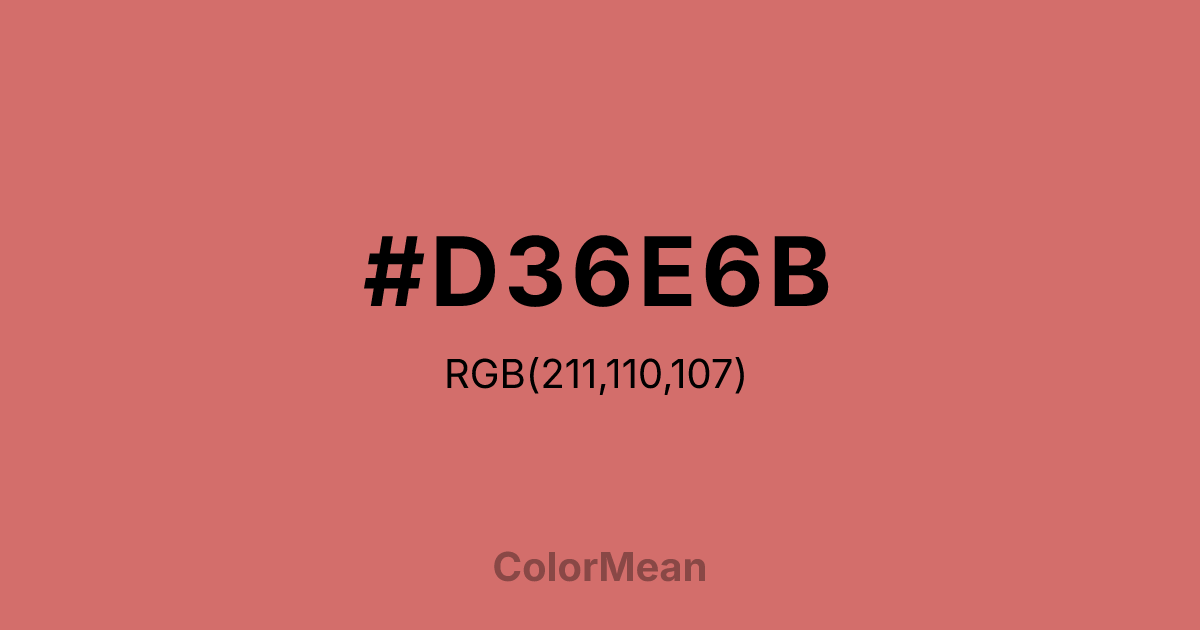 Color swatch image showing #D36E6B with RGB(211,110,107) values