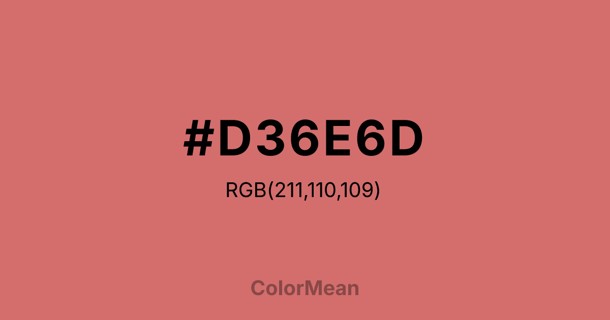 Color swatch image showing #D36E6D with RGB(211,110,109) values