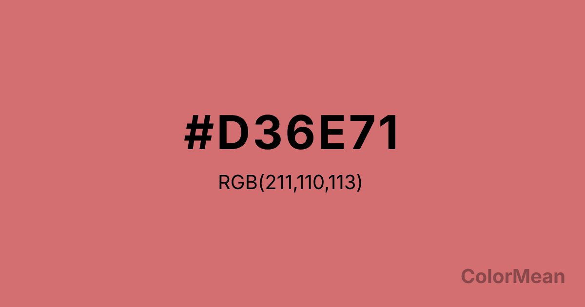 Color swatch image showing #D36E71 with RGB(211,110,113) values