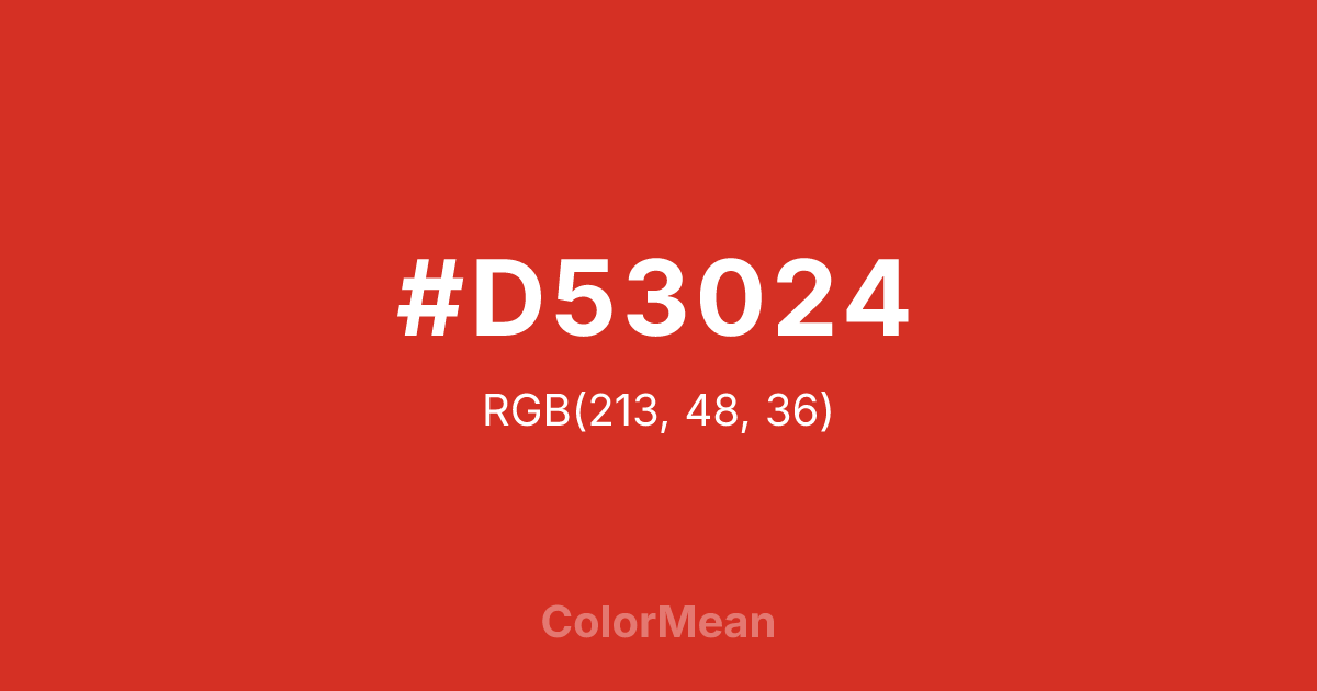 Color swatch image showing #D53024 with RGB(213,48,36) values