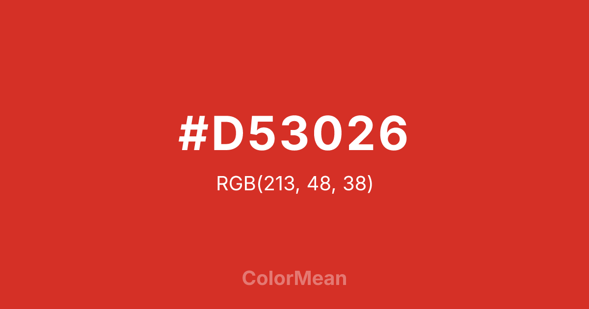 Color swatch image showing #D53026 with RGB(213,48,38) values