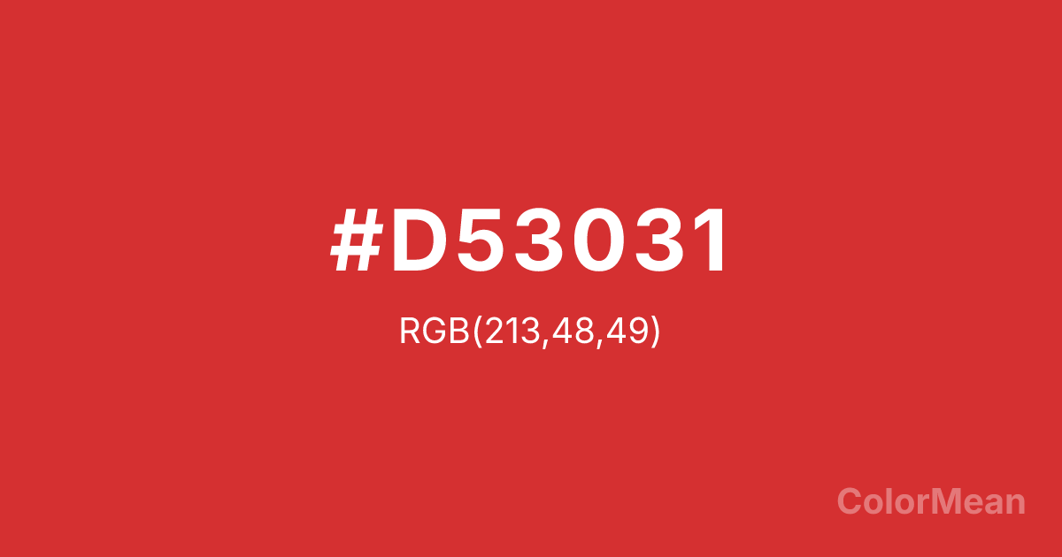 Color swatch image showing #D53031 with RGB(213,48,49) values