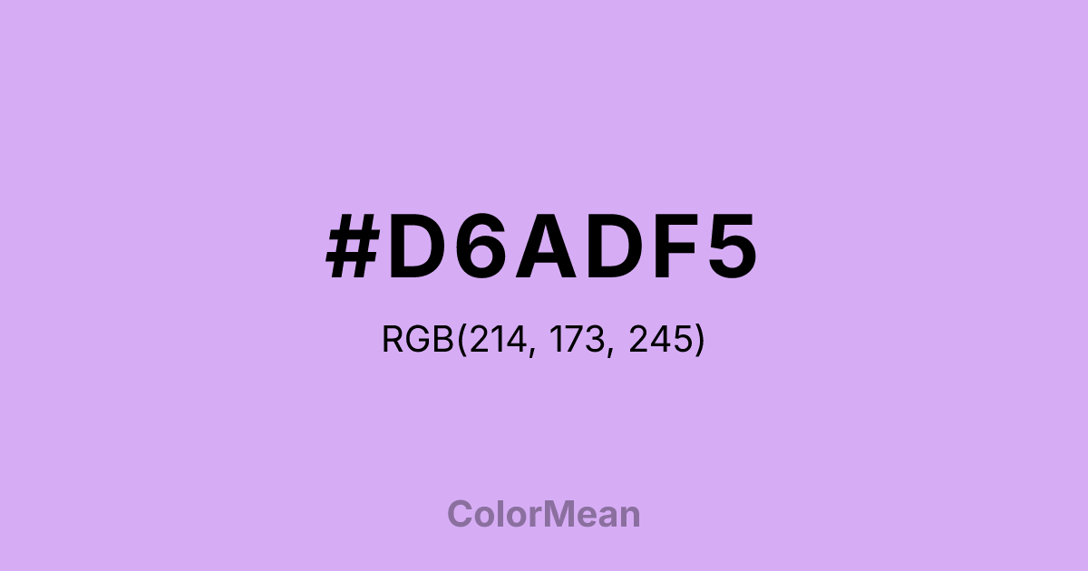Color swatch image showing #D6ADF5 with RGB(214,173,245) values