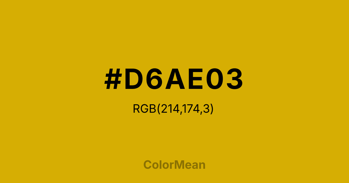 Color swatch image showing #D6AE03 with RGB(214,174,3) values