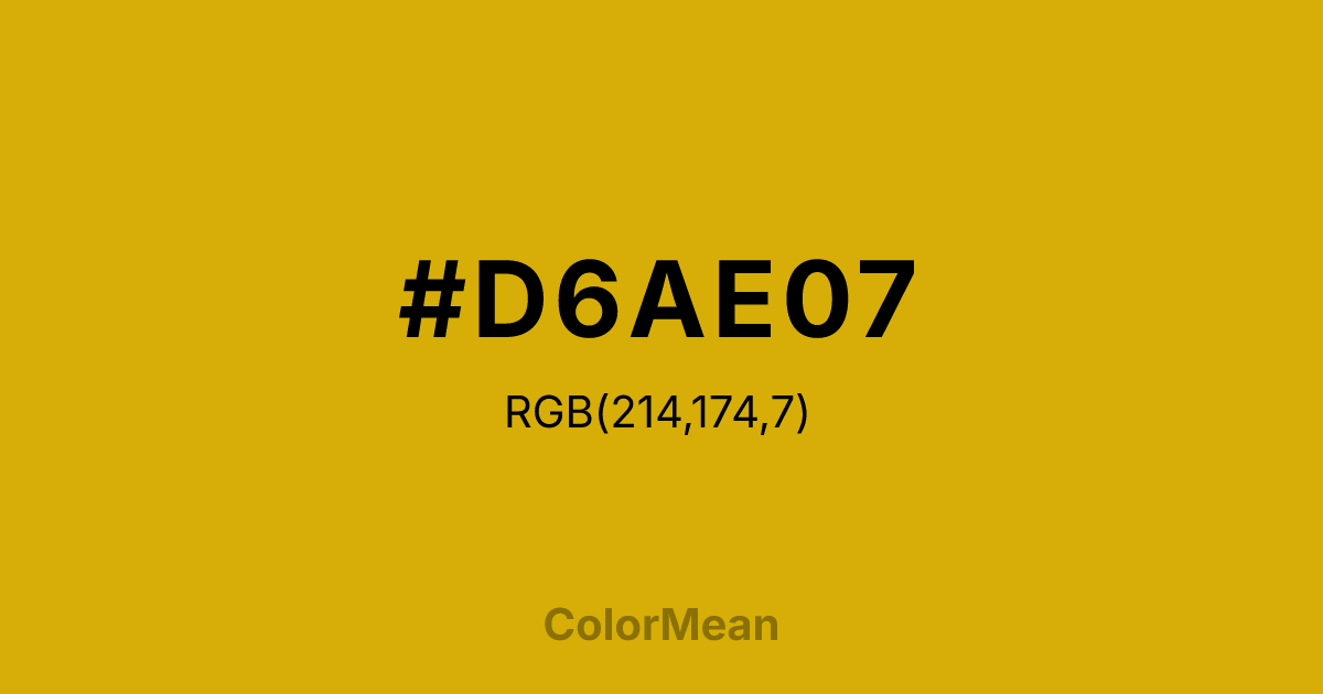 Color swatch image showing #D6AE07 with RGB(214,174,7) values