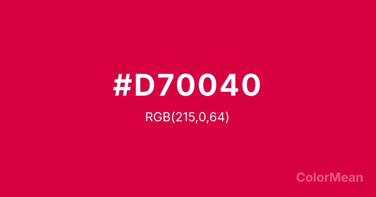 Color swatch image showing Rich Carmine (#D70040) with RGB(215,0,64) values
