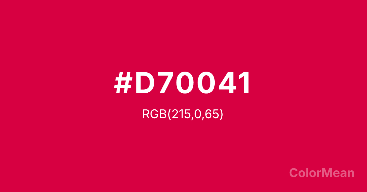 Color swatch image showing #D70041 with RGB(215,0,65) values