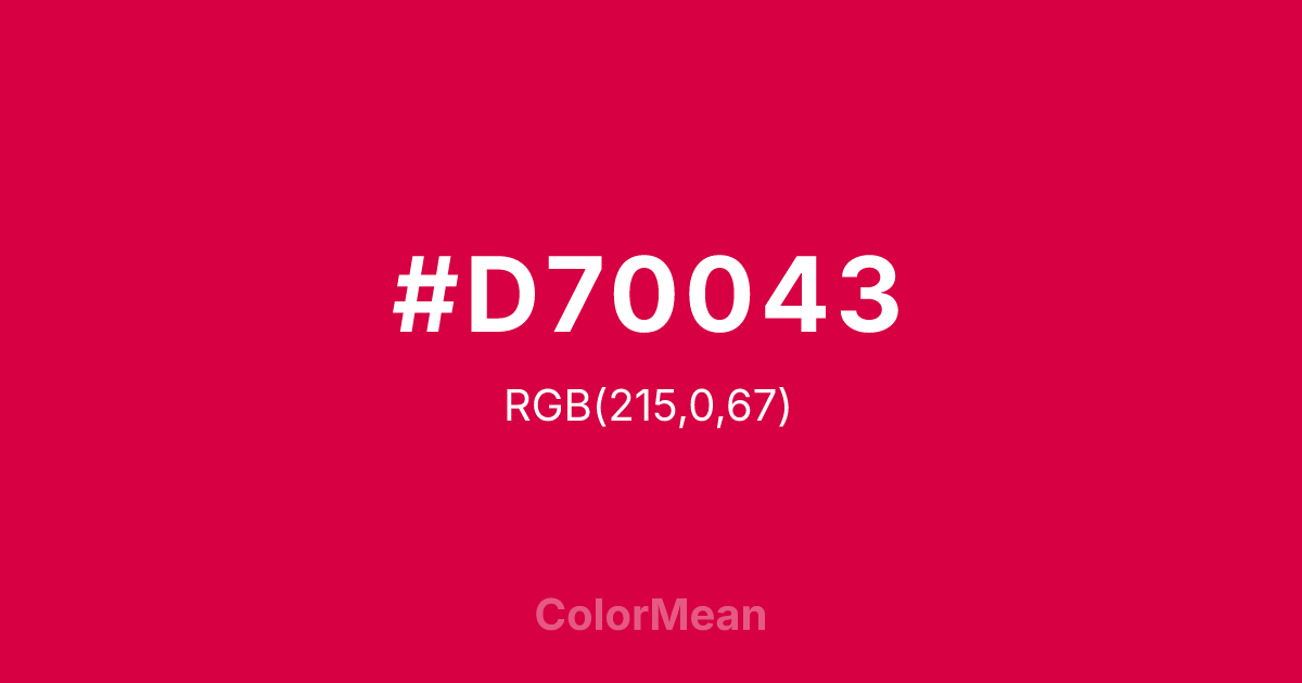 Color swatch image showing #D70043 with RGB(215,0,67) values