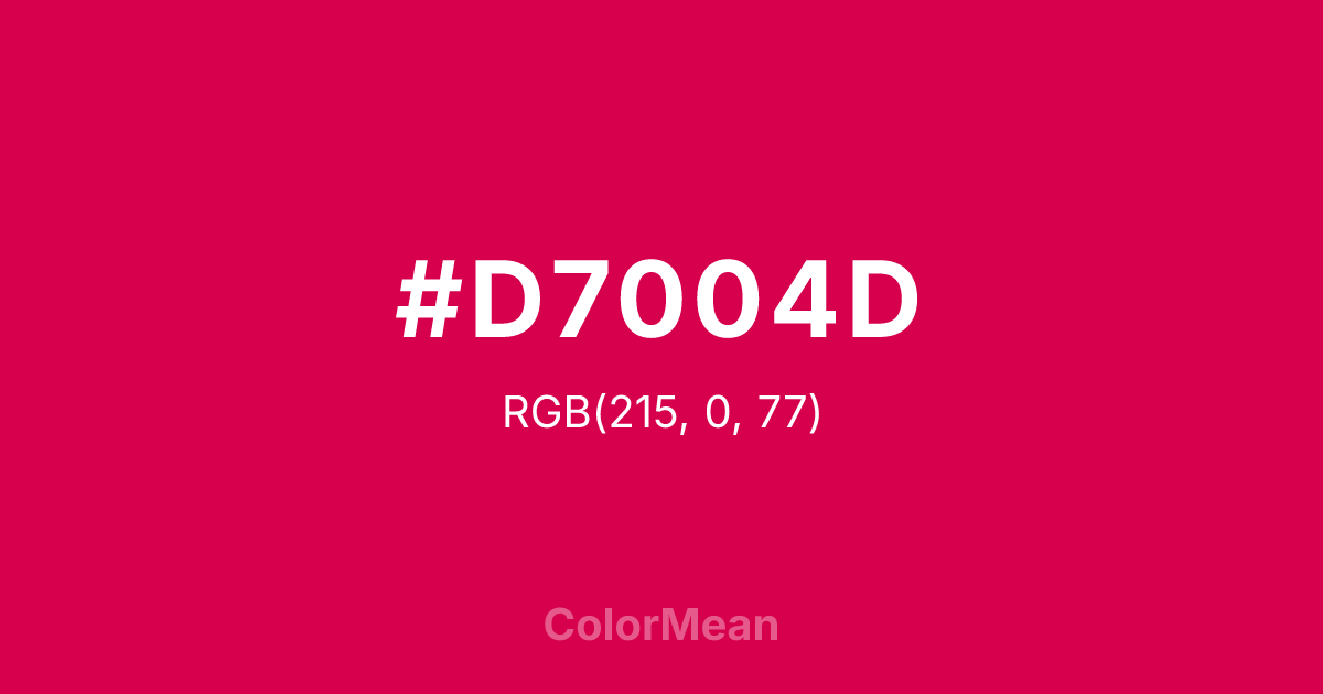 Color swatch image showing #D7004D with RGB(215,0,77) values