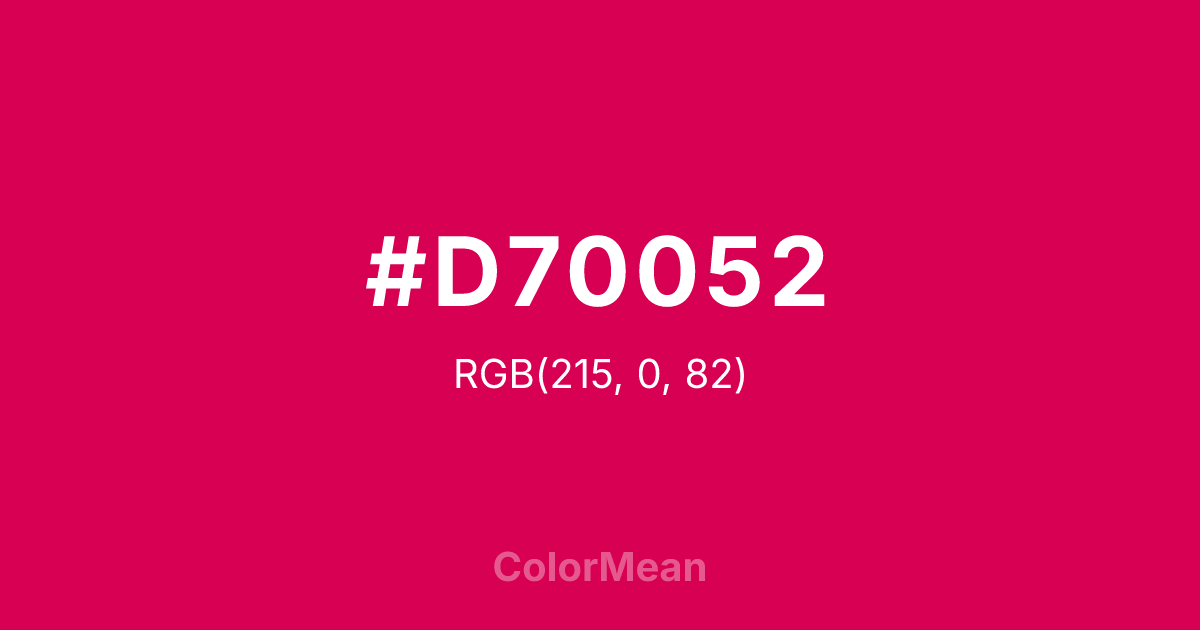 Color swatch image showing #D70052 with RGB(215,0,82) values