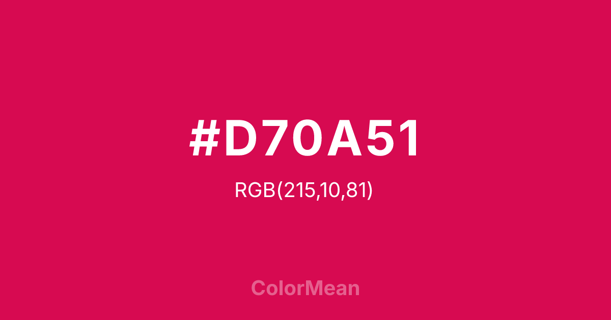 Color swatch image showing #D70A51 with RGB(215,10,81) values