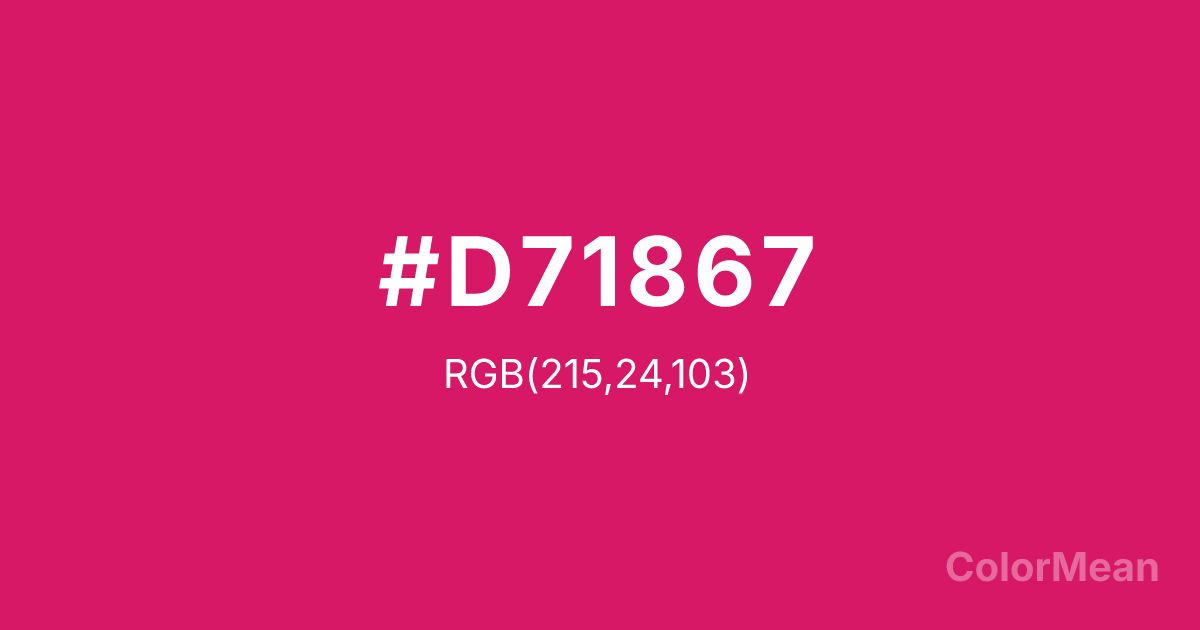 Color swatch image showing #D71867 with RGB(215,24,103) values