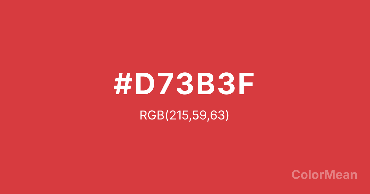 Color swatch image showing #D73B3F with RGB(215,59,63) values