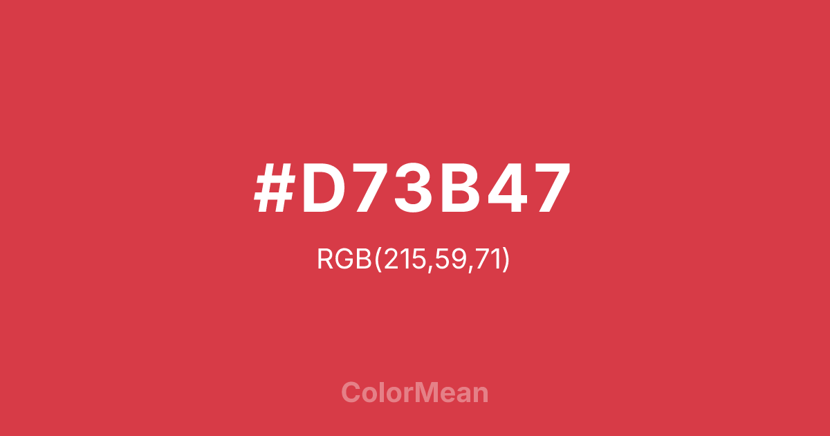 Color swatch image showing #D73B47 with RGB(215,59,71) values