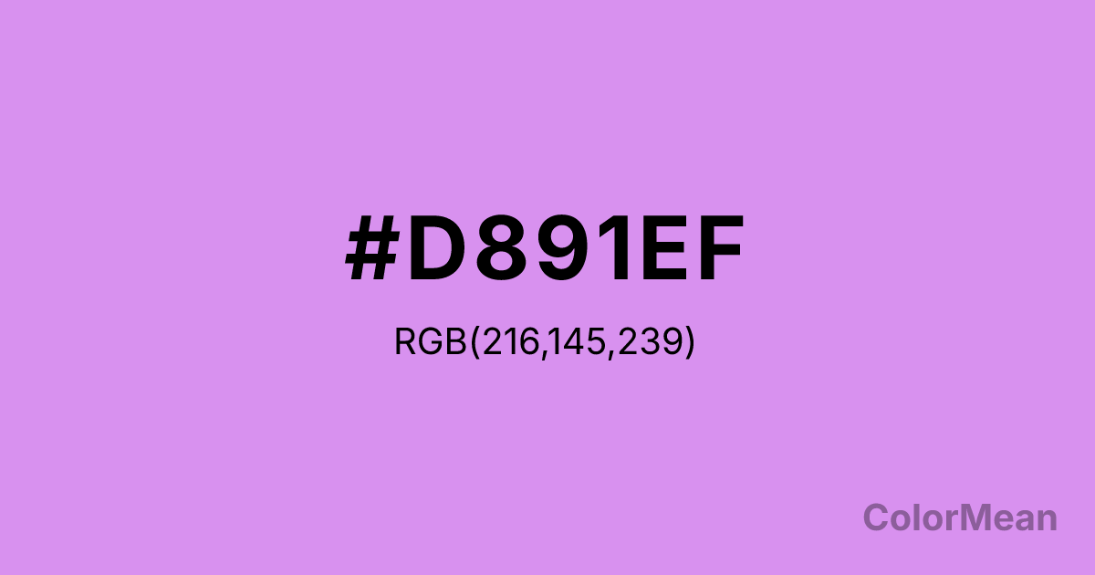 Color swatch image showing Bright Lilac (#D891EF) with RGB(216,145,239) values
