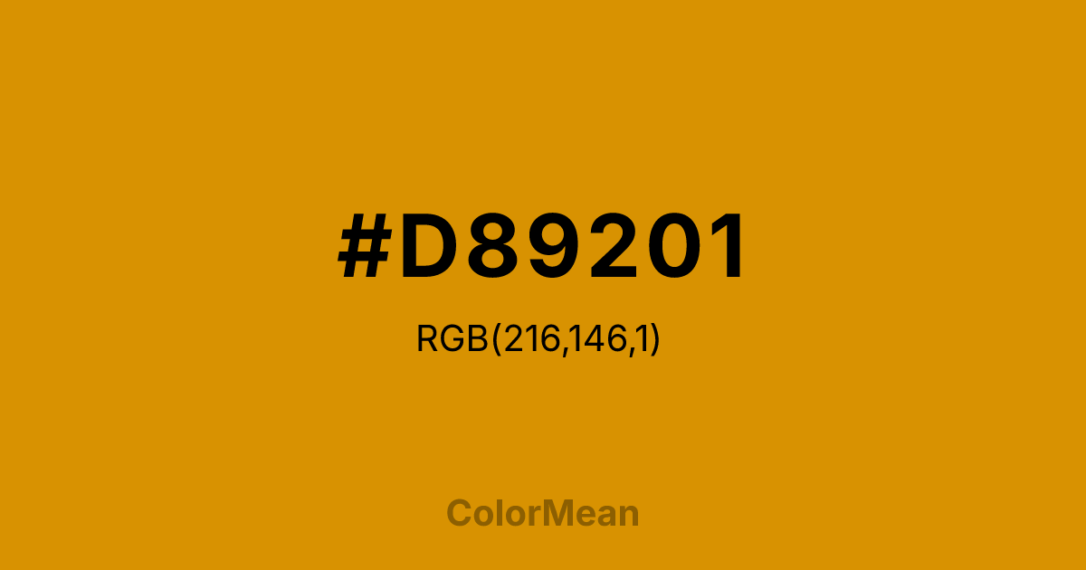 Color swatch image showing #D89201 with RGB(216,146,1) values