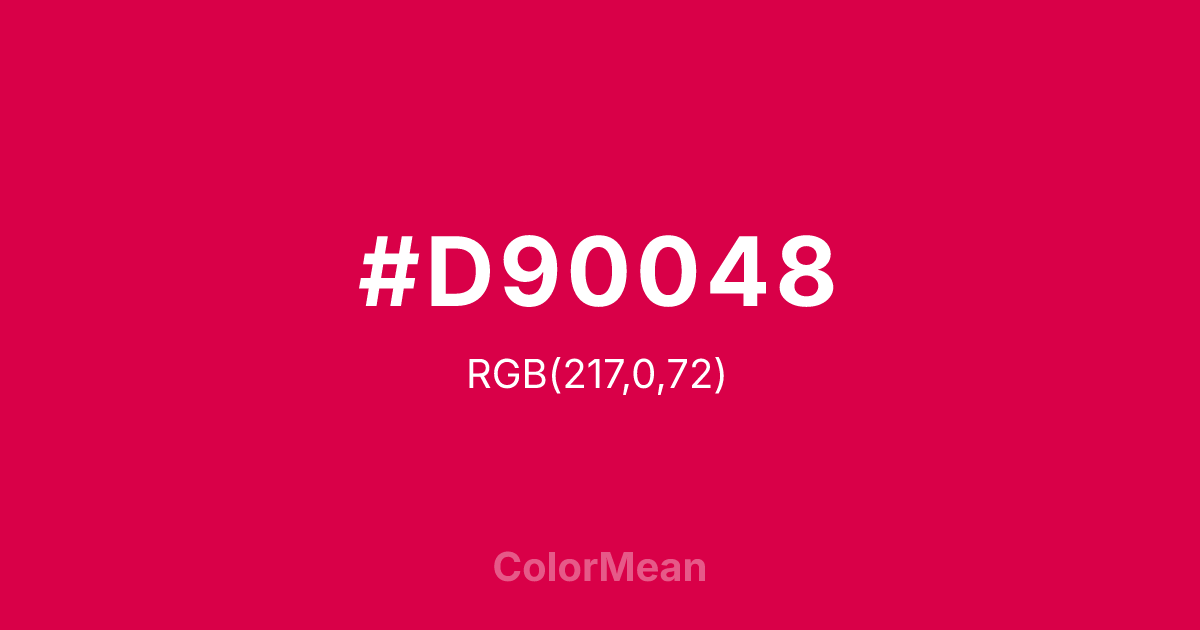 Color swatch image showing #D90048 with RGB(217,0,72) values