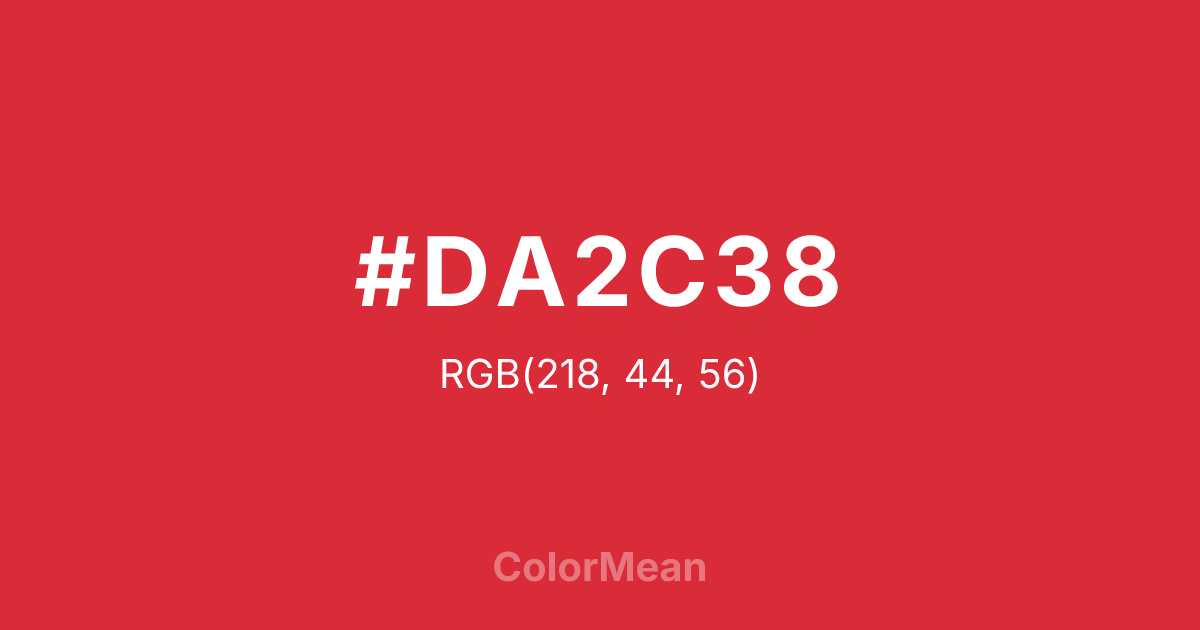 Color swatch image showing #DA2C38 with RGB(218,44,56) values