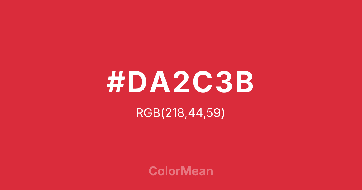 Color swatch image showing #DA2C3B with RGB(218,44,59) values