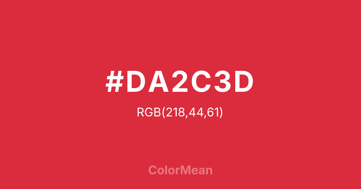 Color swatch image showing #DA2C3D with RGB(218,44,61) values