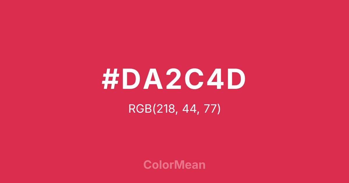 Color swatch image showing #DA2C4D with RGB(218,44,77) values