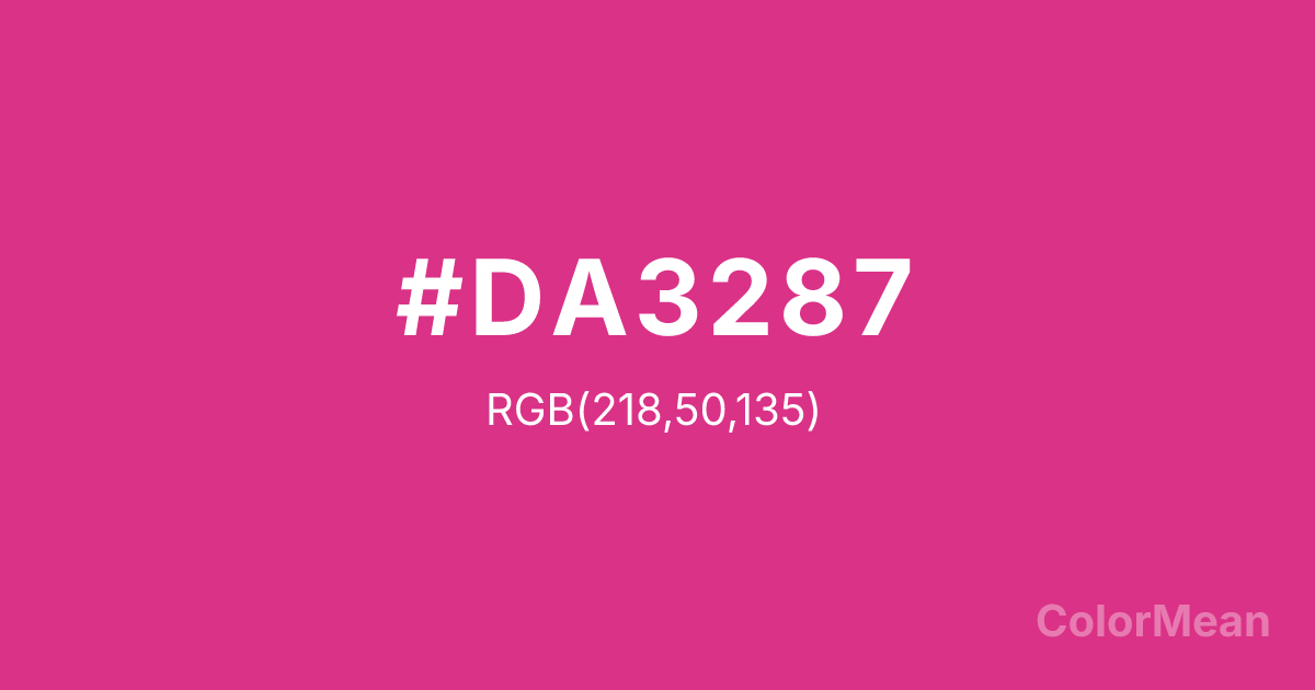Color swatch image showing Deep Cerise (#DA3287) with RGB(218,50,135) values