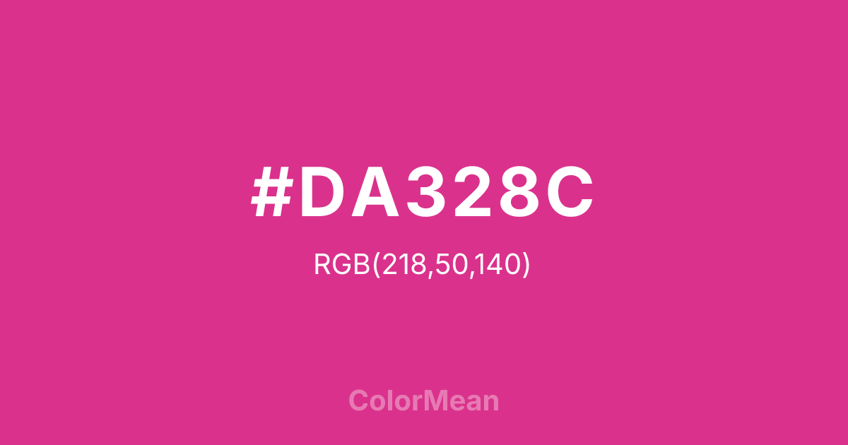 Color swatch image showing #DA328C with RGB(218,50,140) values