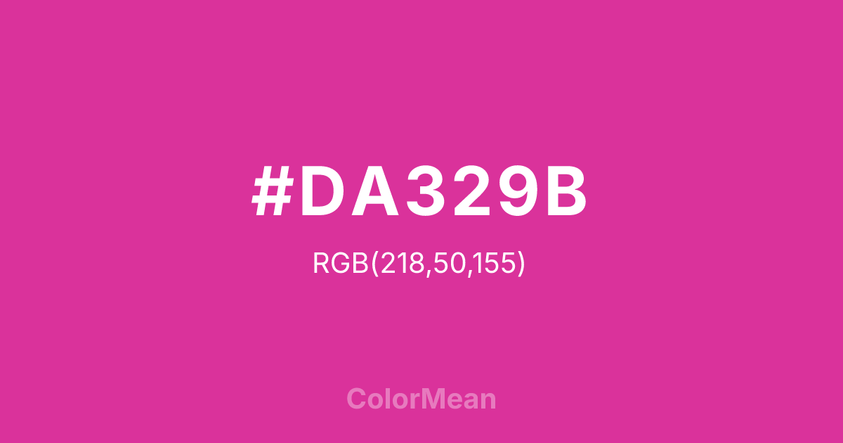 Color swatch image showing #DA329B with RGB(218,50,155) values