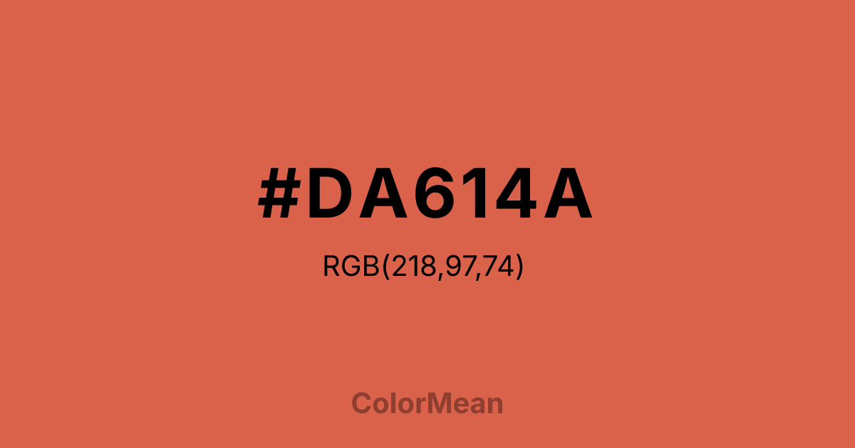 Color swatch image showing #DA614A with RGB(218,97,74) values