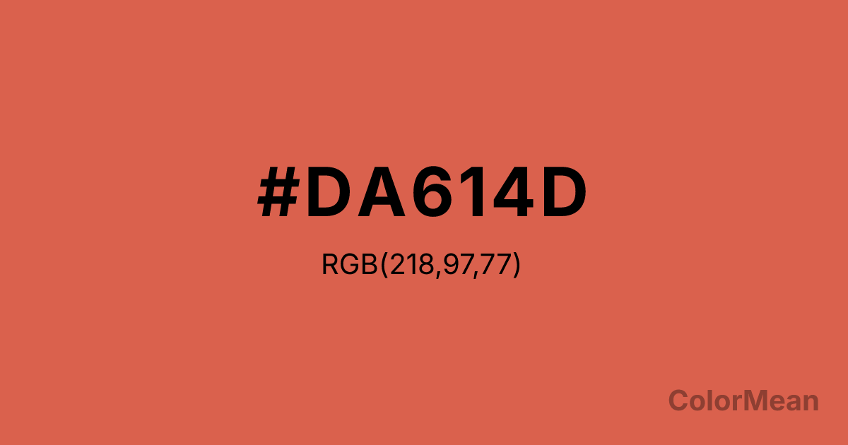 Color swatch image showing #DA614D with RGB(218,97,77) values