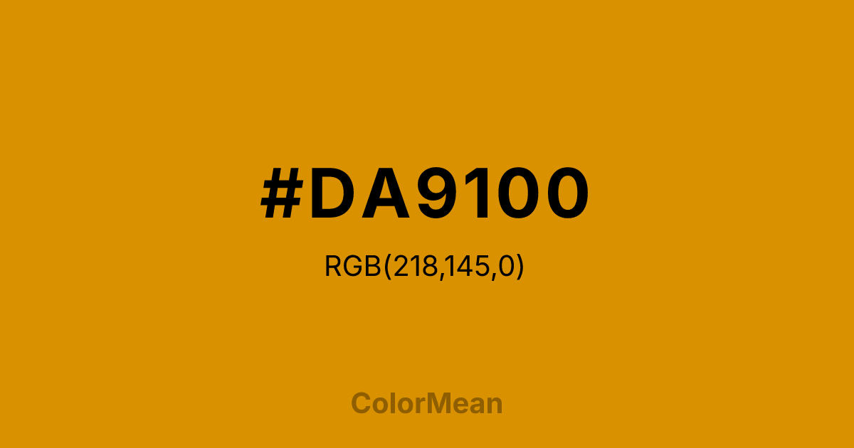 Color swatch image showing Harvest Gold (#DA9100) with RGB(218,145,0) values