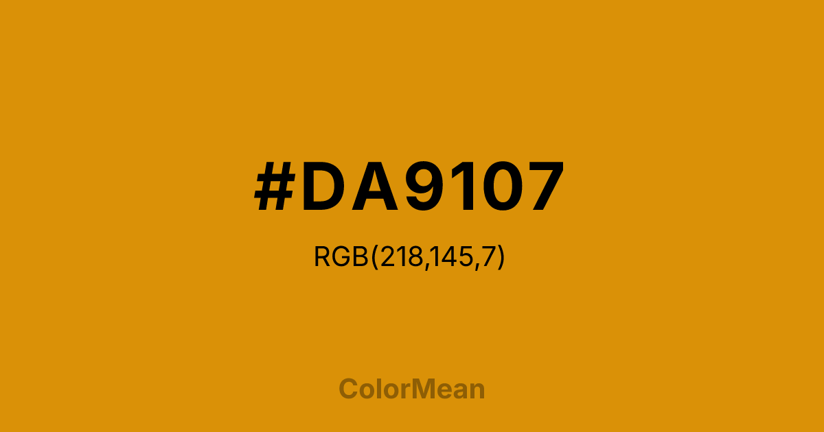 Color swatch image showing #DA9107 with RGB(218,145,7) values
